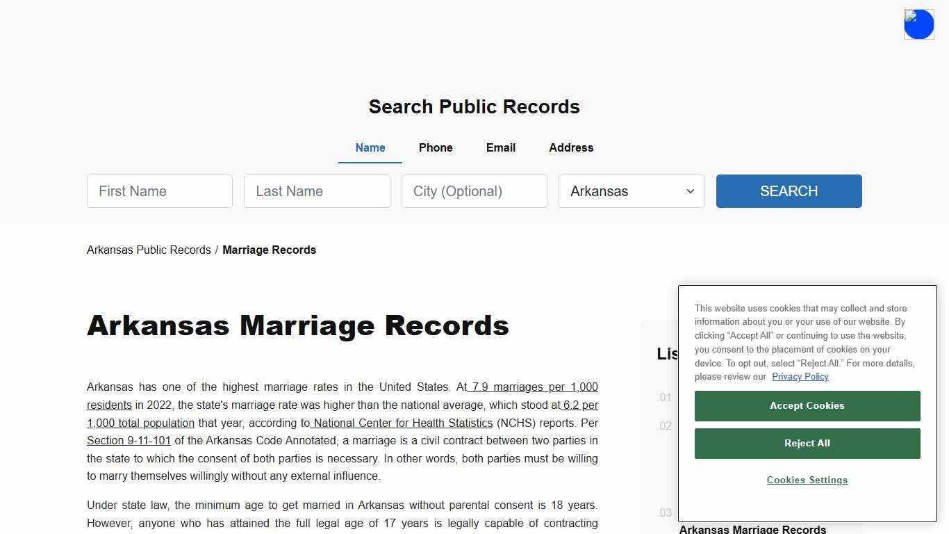 Arkansas Marriage Records Search - Licenses & Certificates